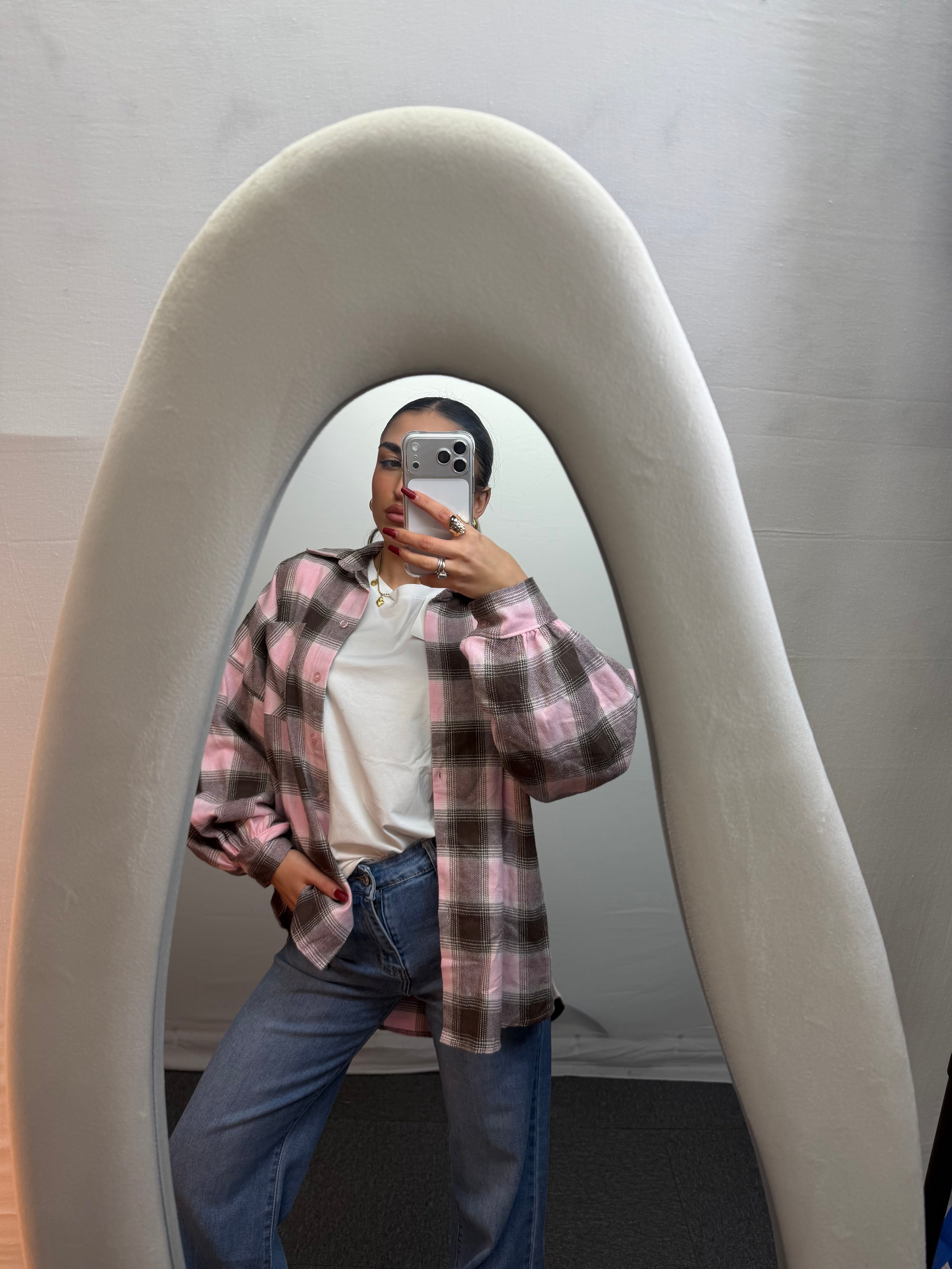 CAMICIA QUADRI BROWN/PINK