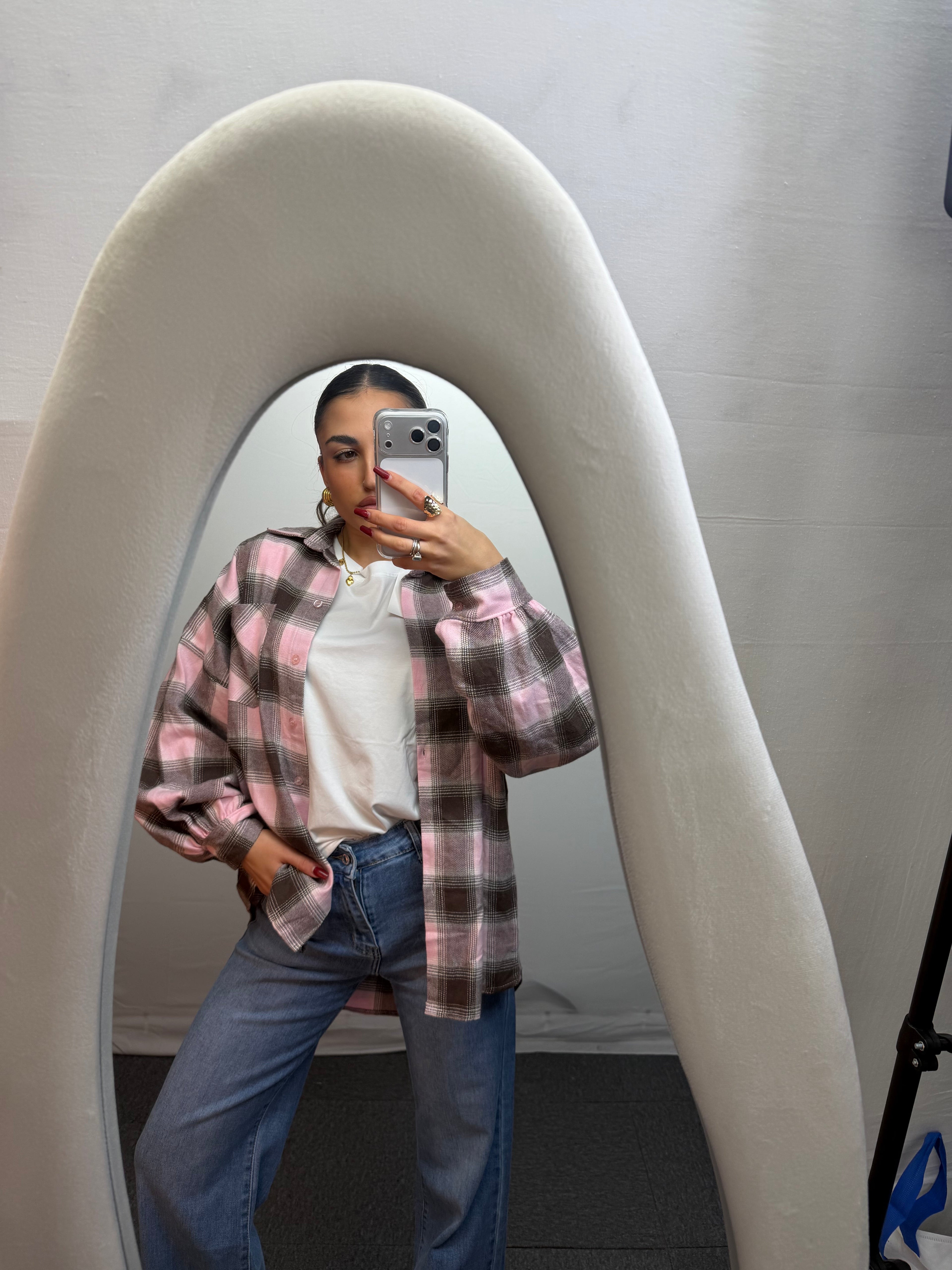 CAMICIA QUADRI BROWN/PINK