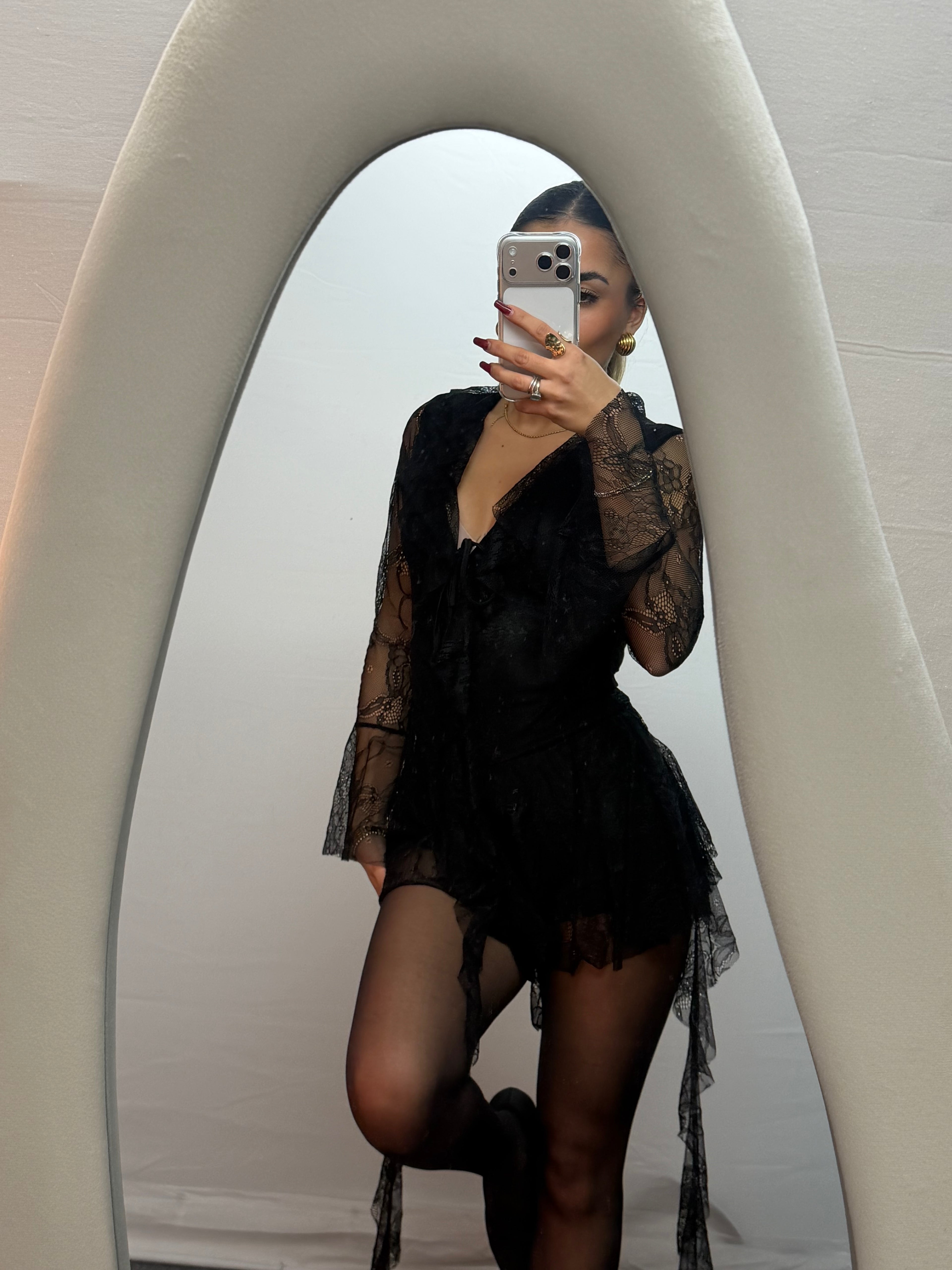 MINIDRESS PIZZO BLACK