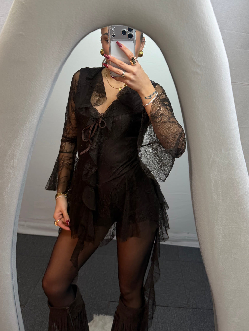 MINIDRESS PIZZO BROWN