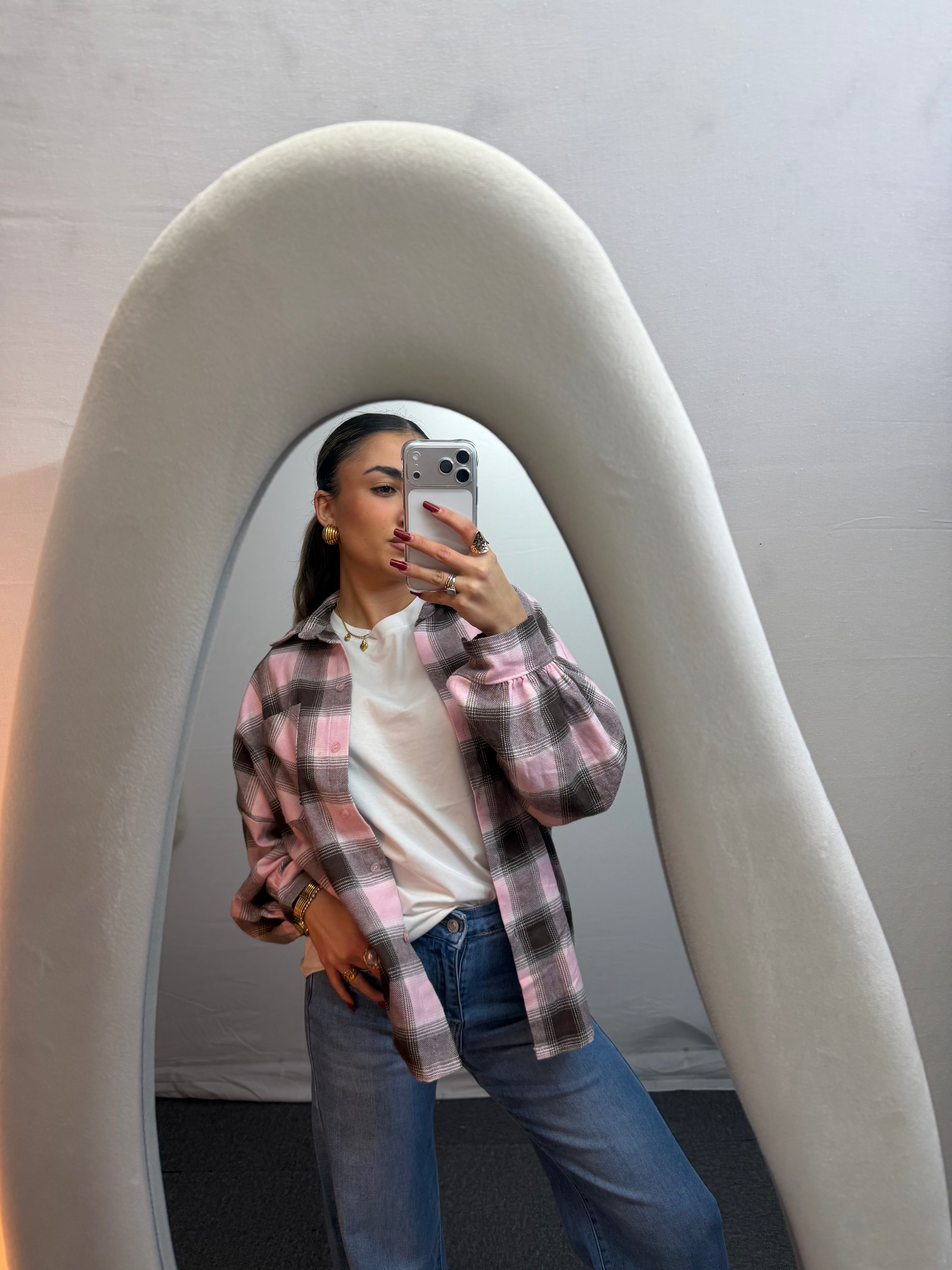 CAMICIA QUADRI BROWN/PINK