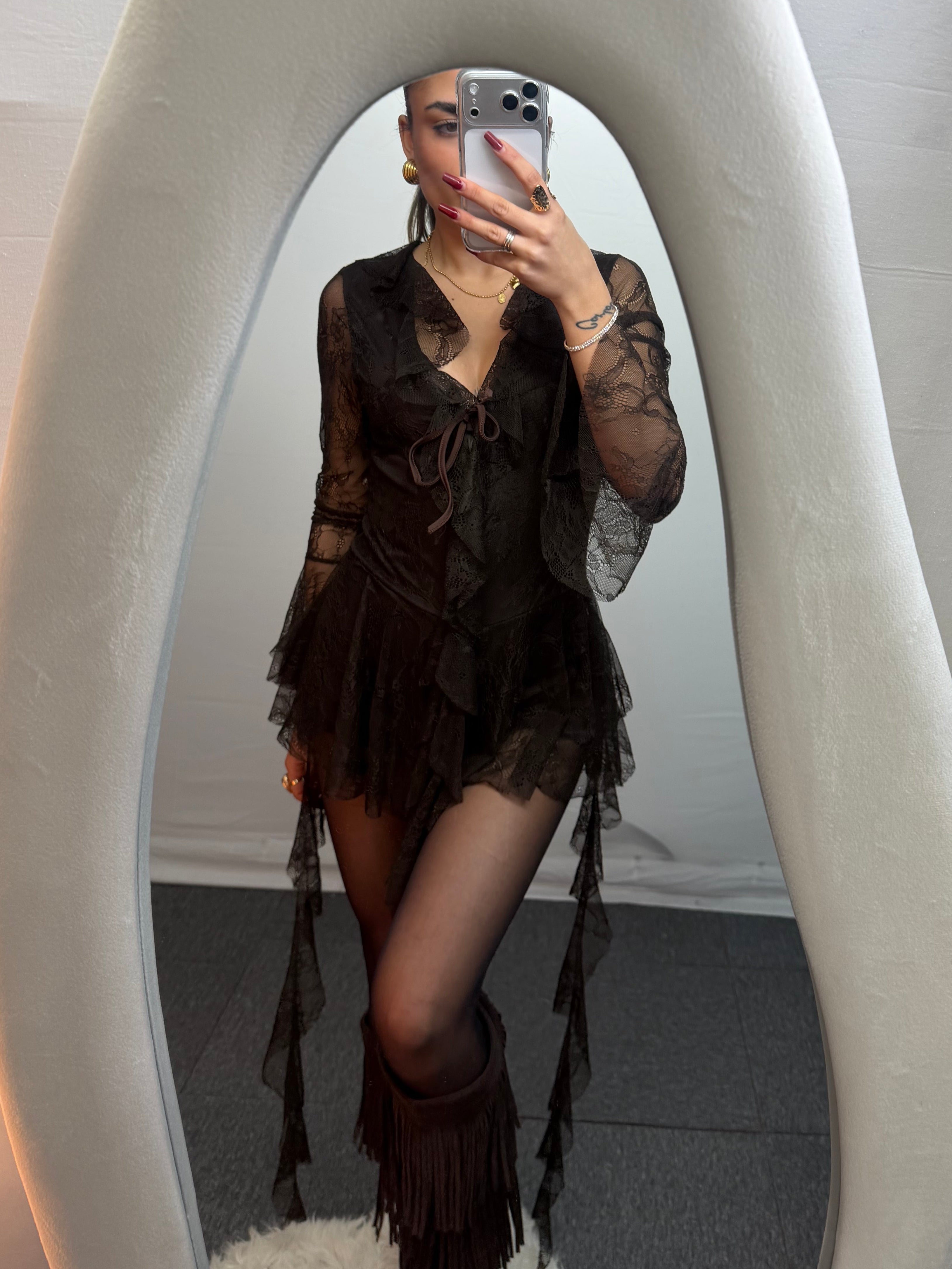 MINIDRESS PIZZO BROWN