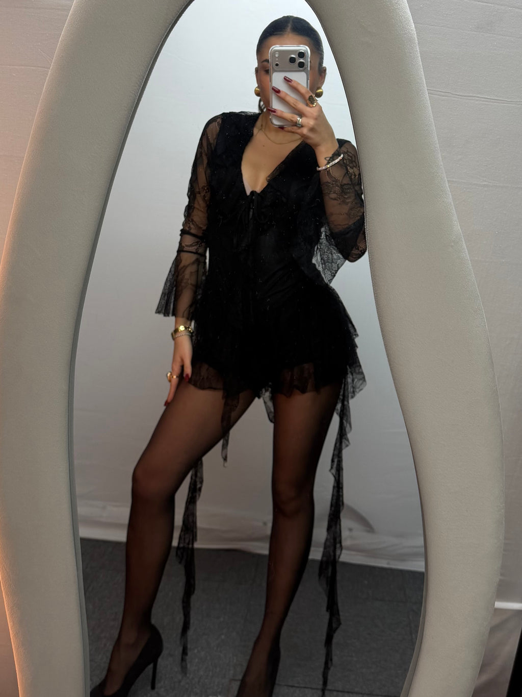 MINIDRESS PIZZO BLACK