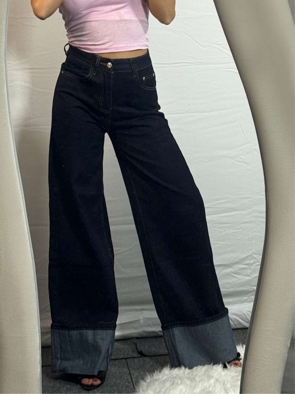 JEANS RISVOLTO BLU SCURO