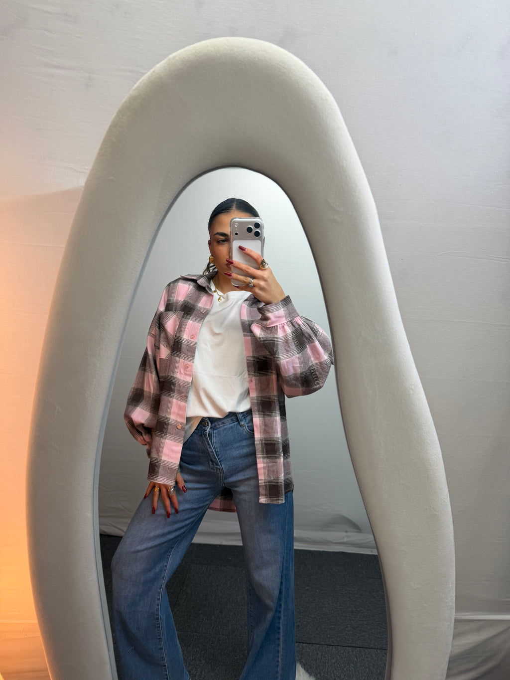 CAMICIA QUADRI BROWN/PINK