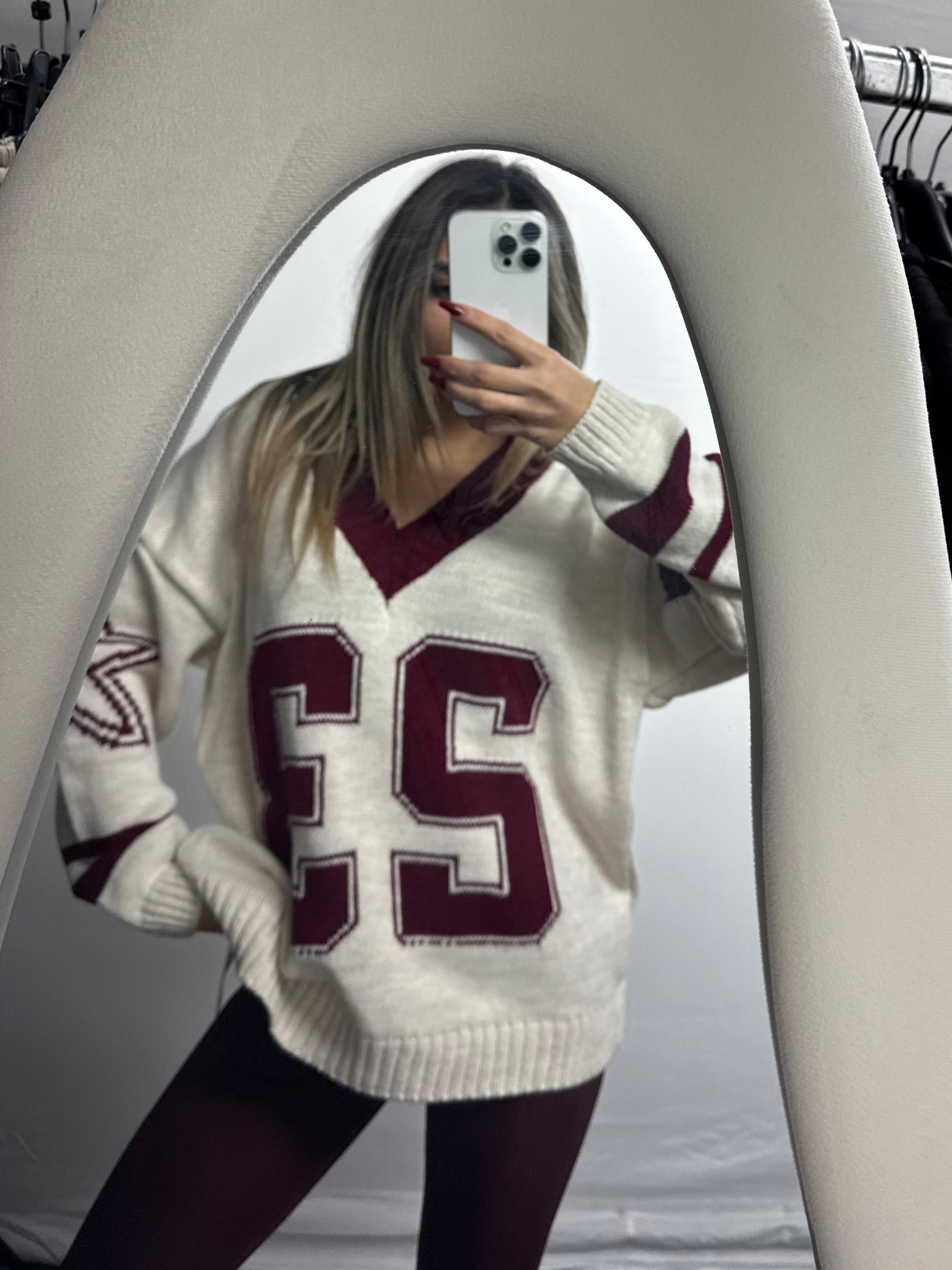 PULLOVER 23 WHITE/BORDEAUX