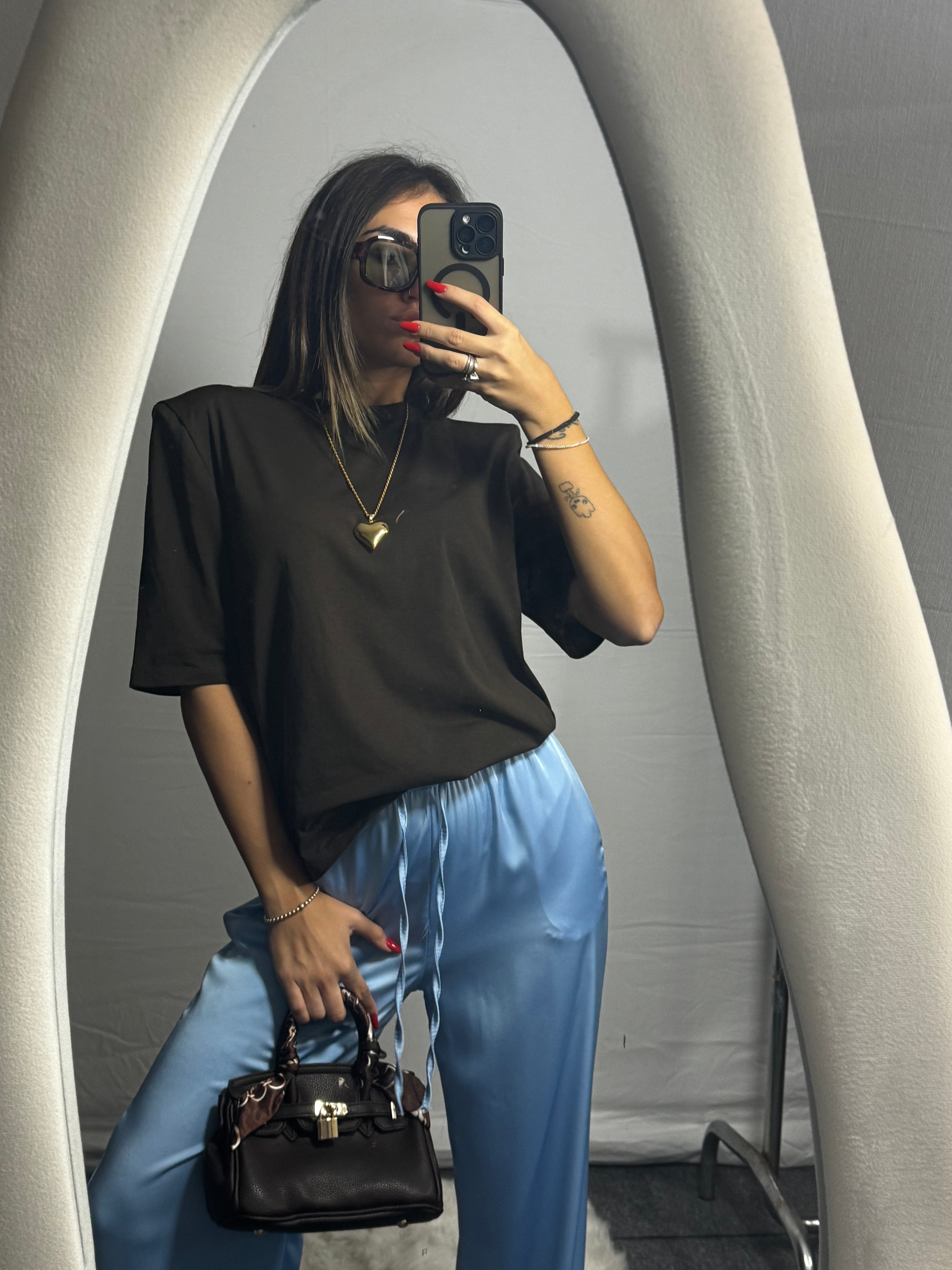 T-SHIRT SPALLINE BROWN