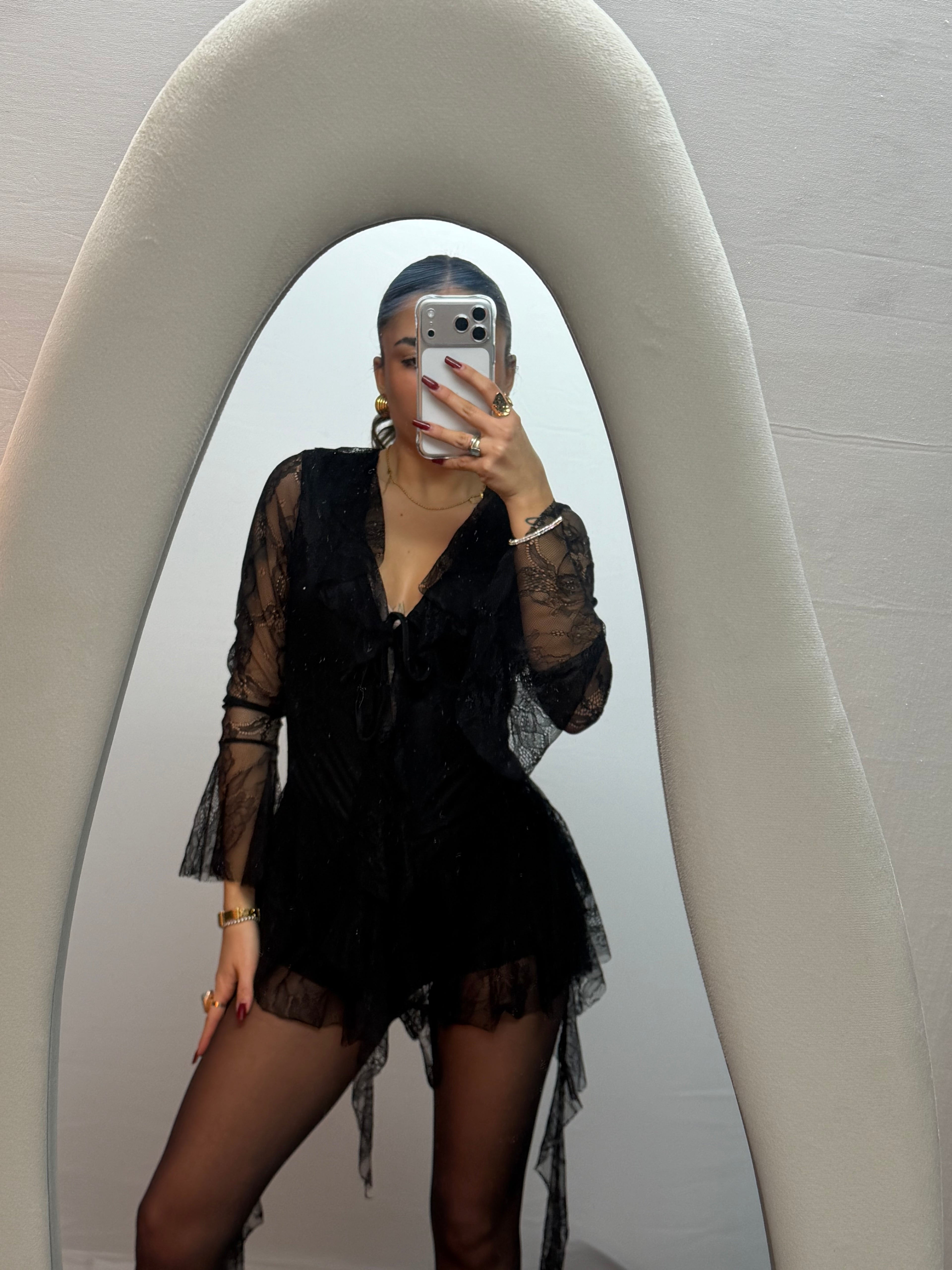 MINIDRESS PIZZO BLACK