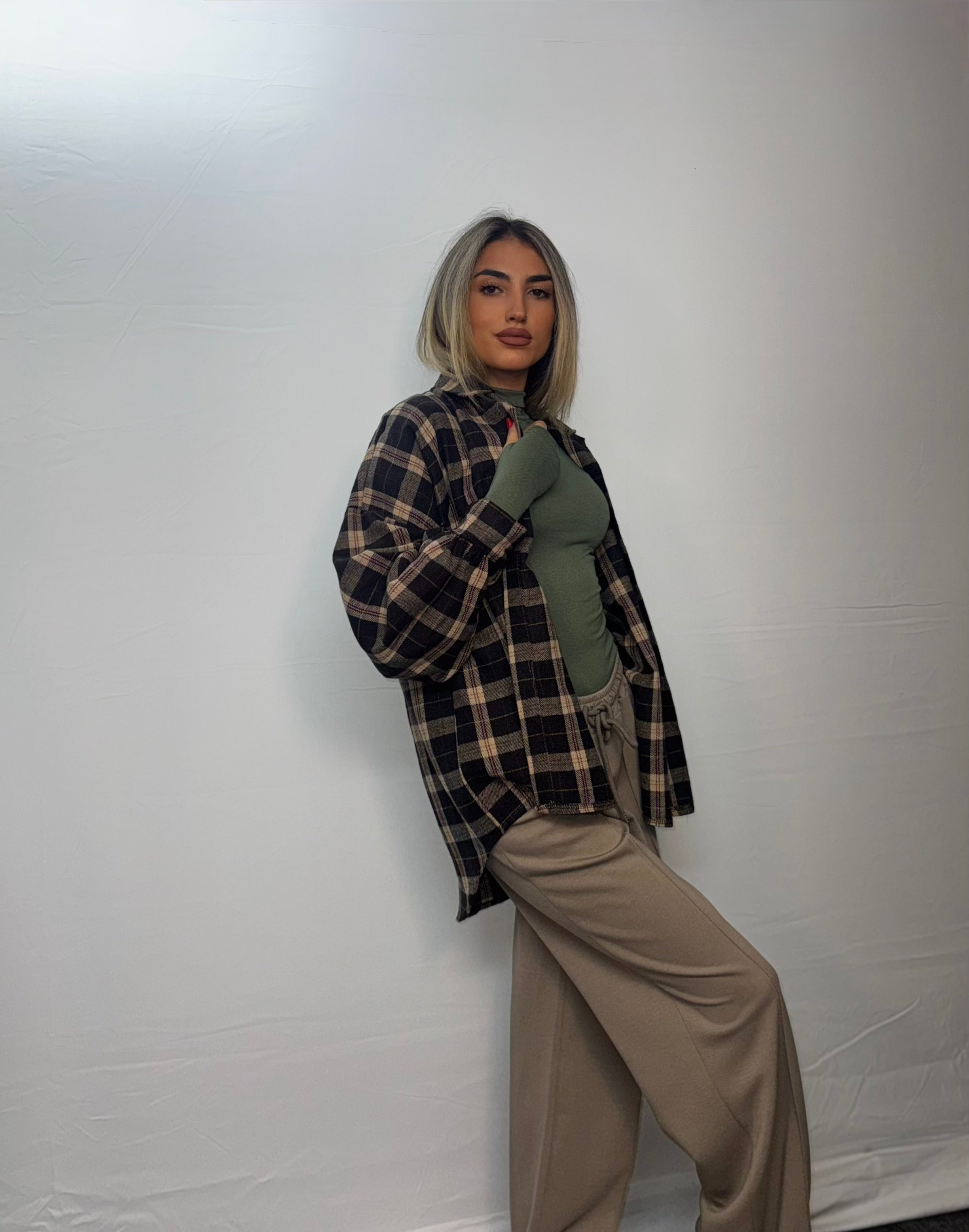 CAMICIA QUADRI MARRONE BEIGE