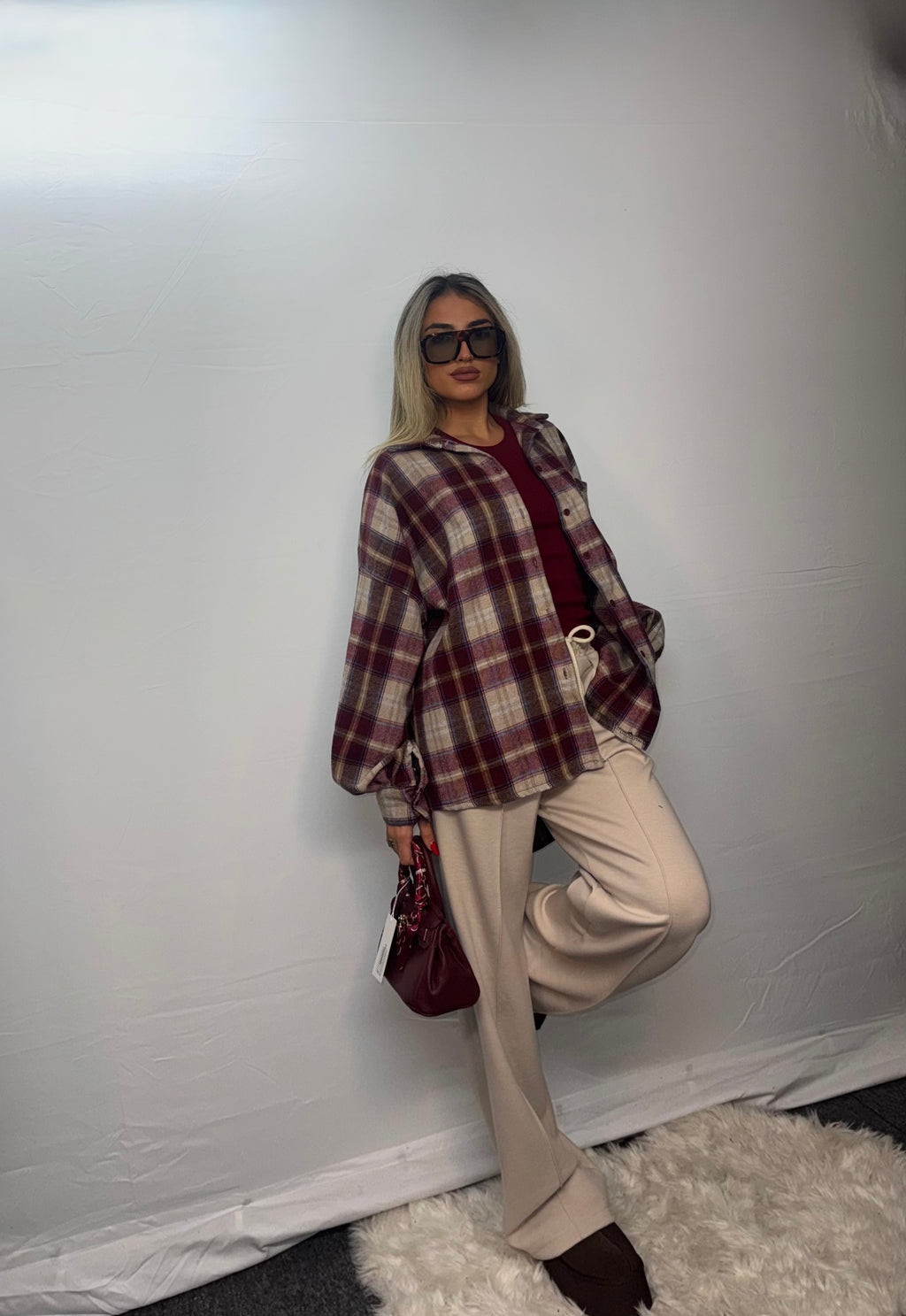 CAMICIA QUADRI BORDEAUX