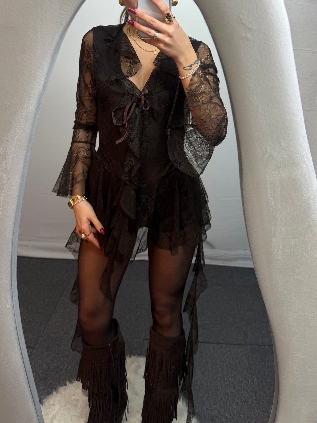 MINIDRESS PIZZO BROWN