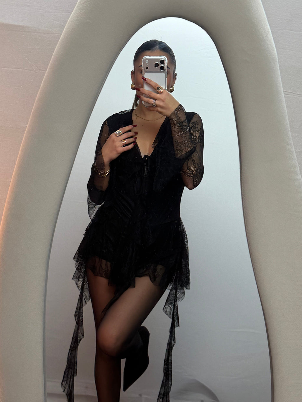 MINIDRESS PIZZO BLACK