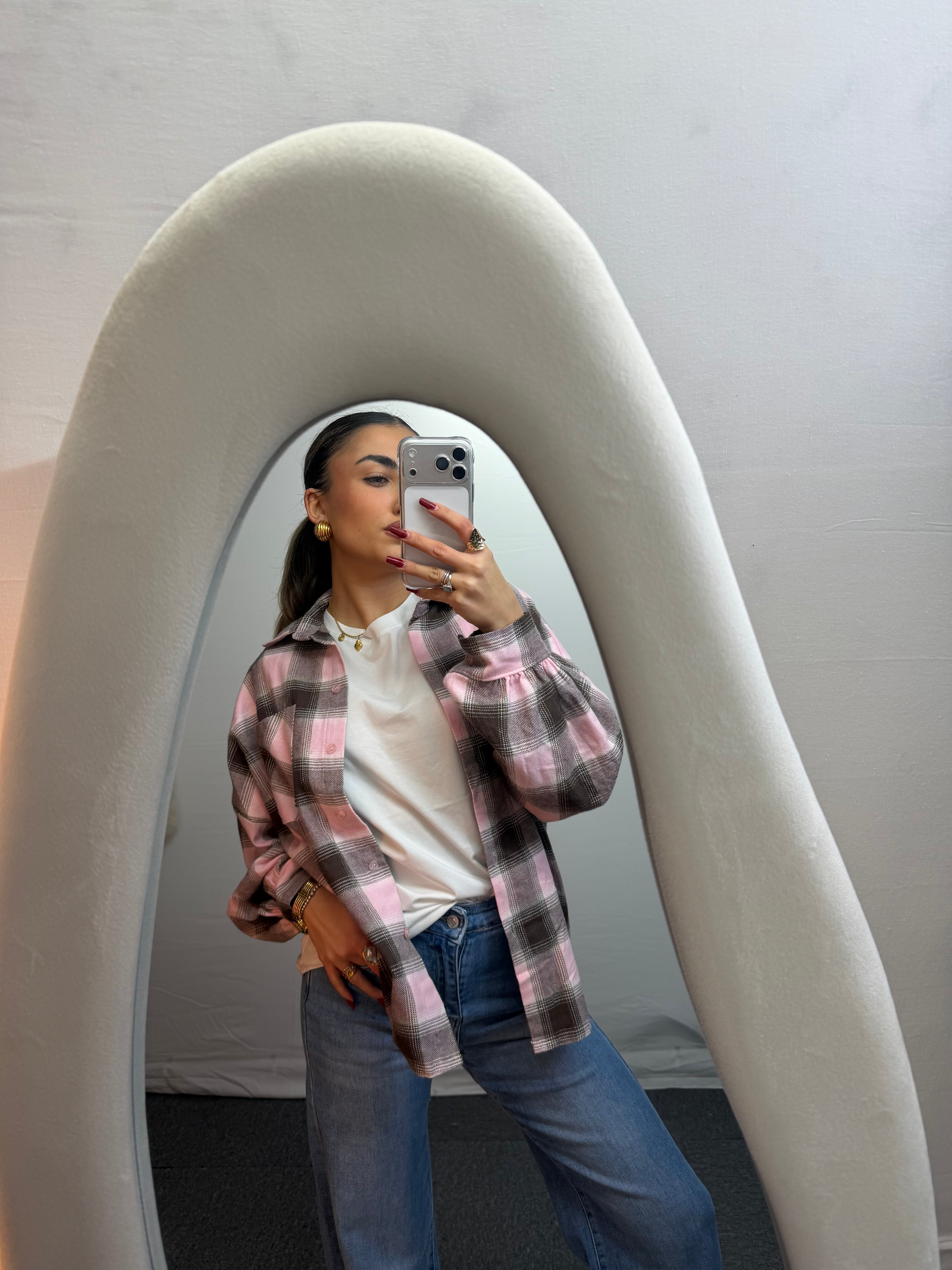 CAMICIA QUADRI BROWN/PINK