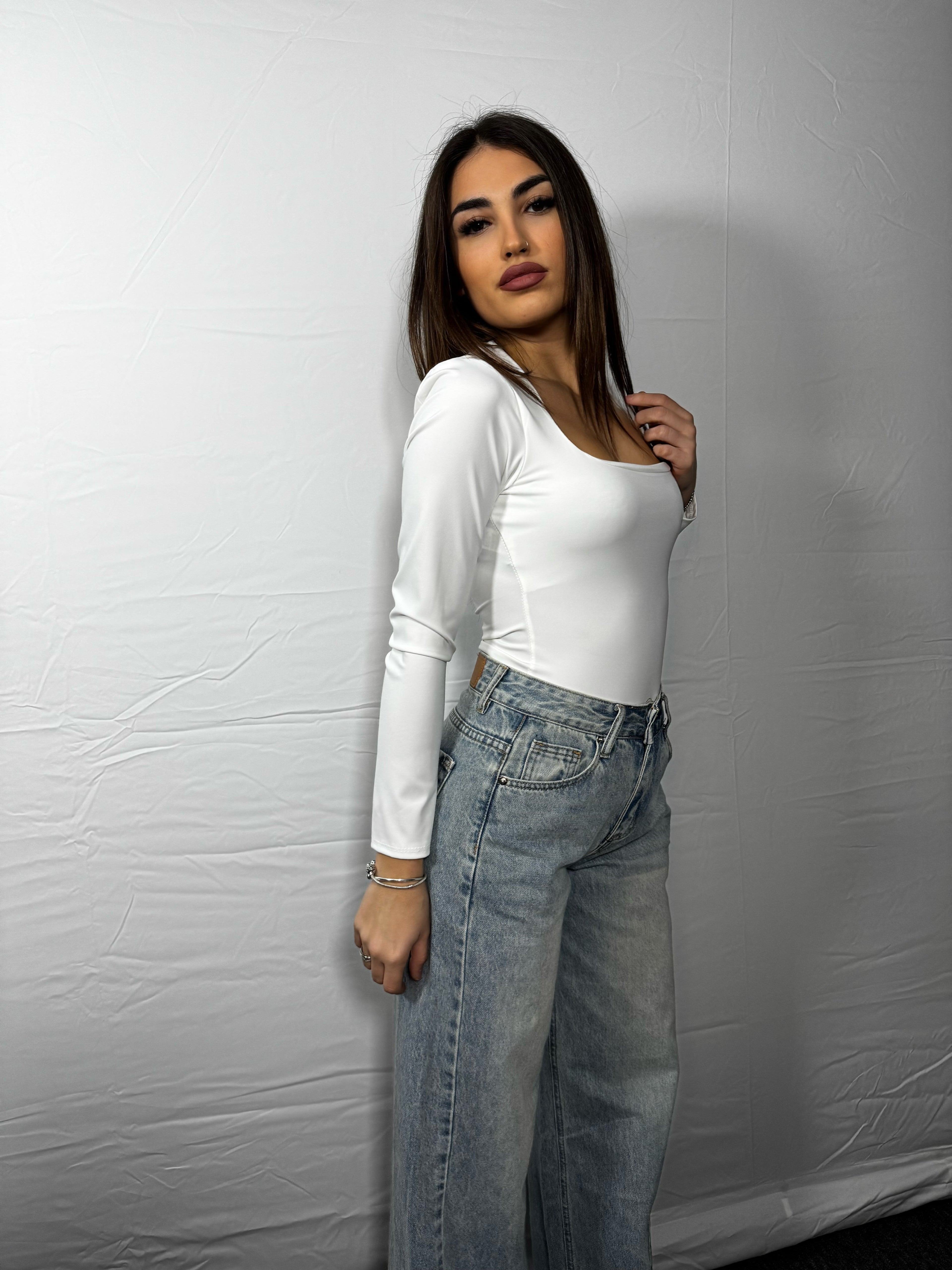 Body Scollo Squadrato White