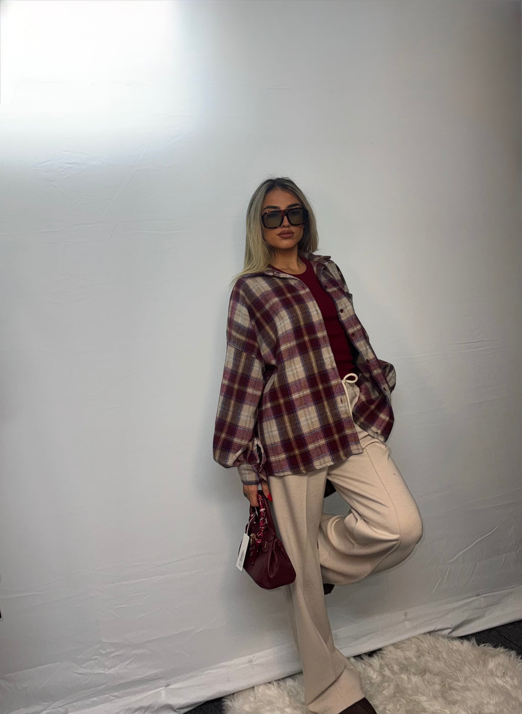 CAMICIA QUADRI BORDEAUX