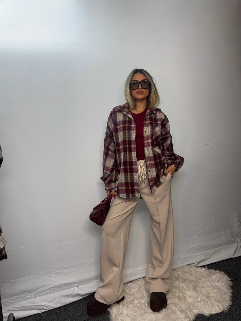 CAMICIA QUADRI BORDEAUX