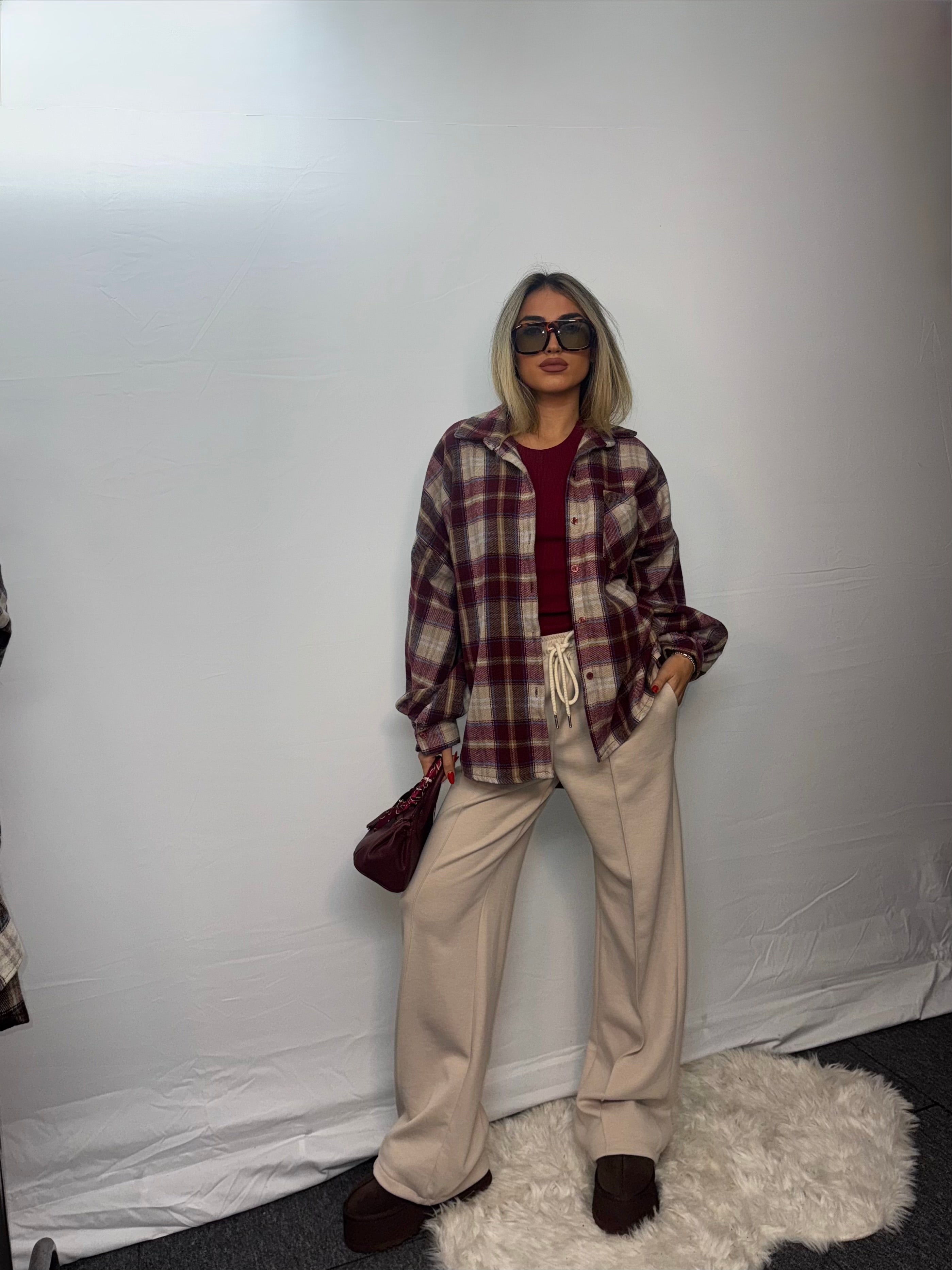 CAMICIA QUADRI BORDEAUX