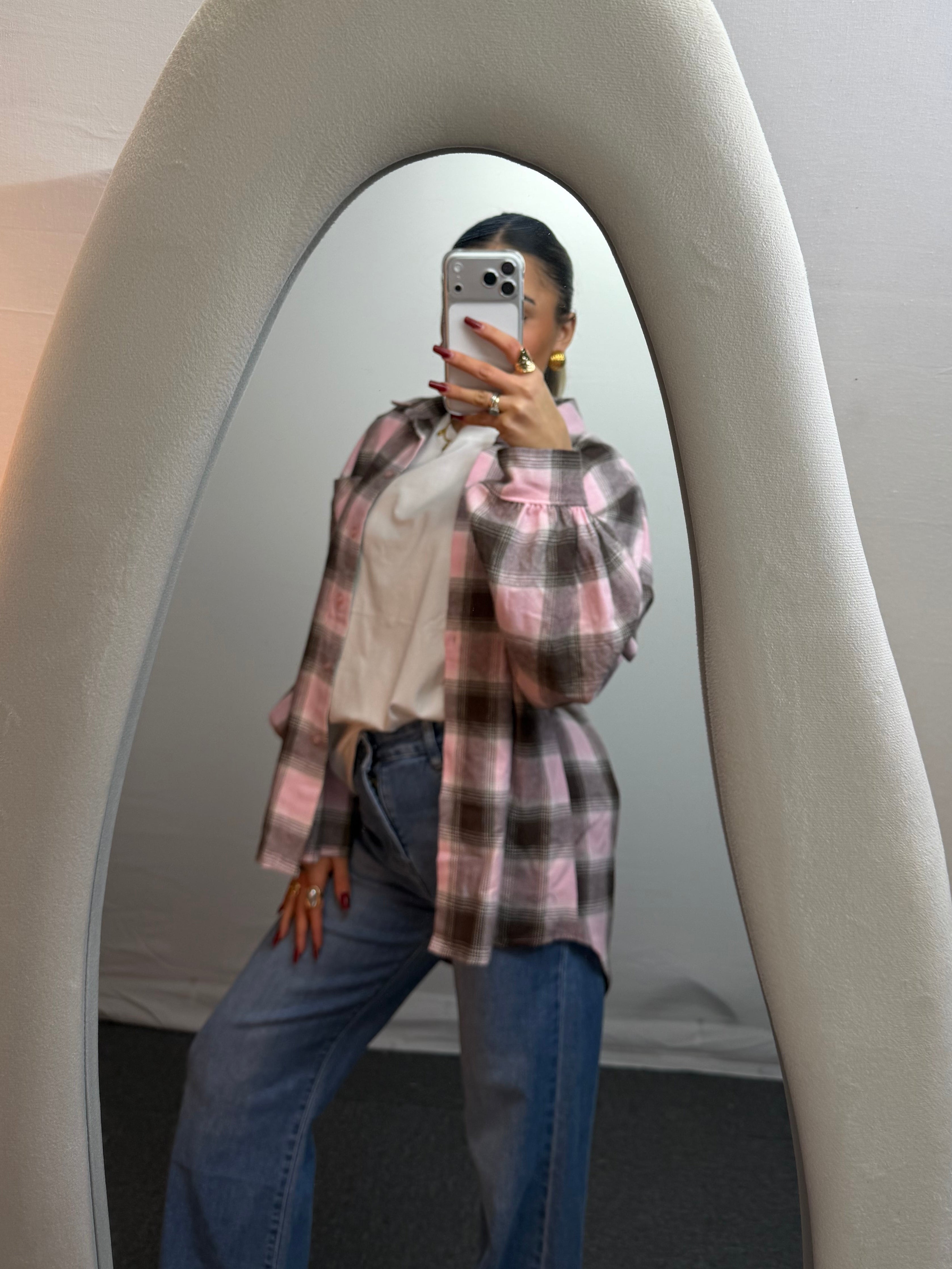 CAMICIA QUADRI BROWN/PINK