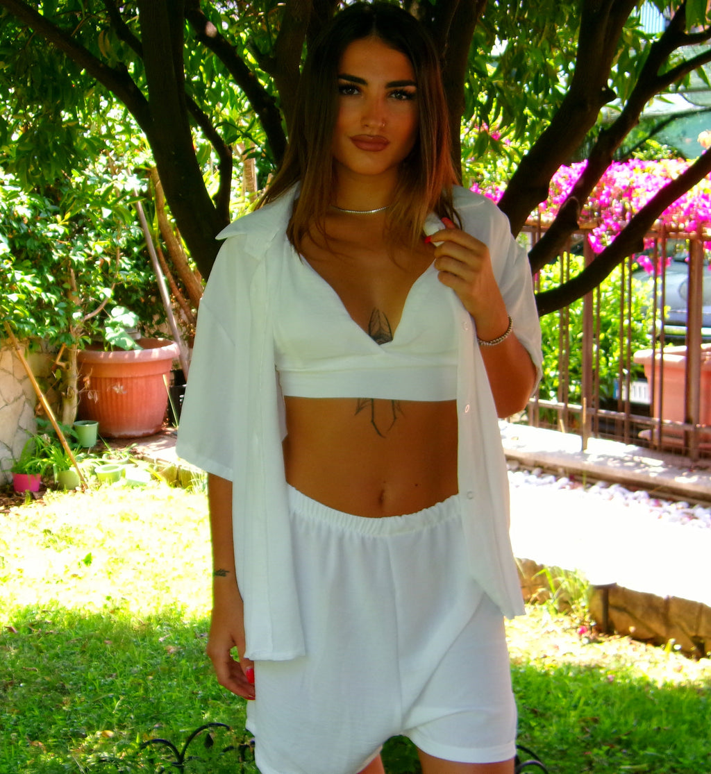 SET 3 PEZZI CROP WHITE
