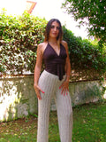 PANTALONI IN MAGLIA BEIGE
