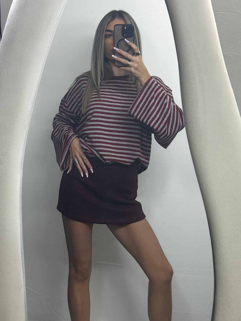 MAGLIA RIGHE BORDEAUX