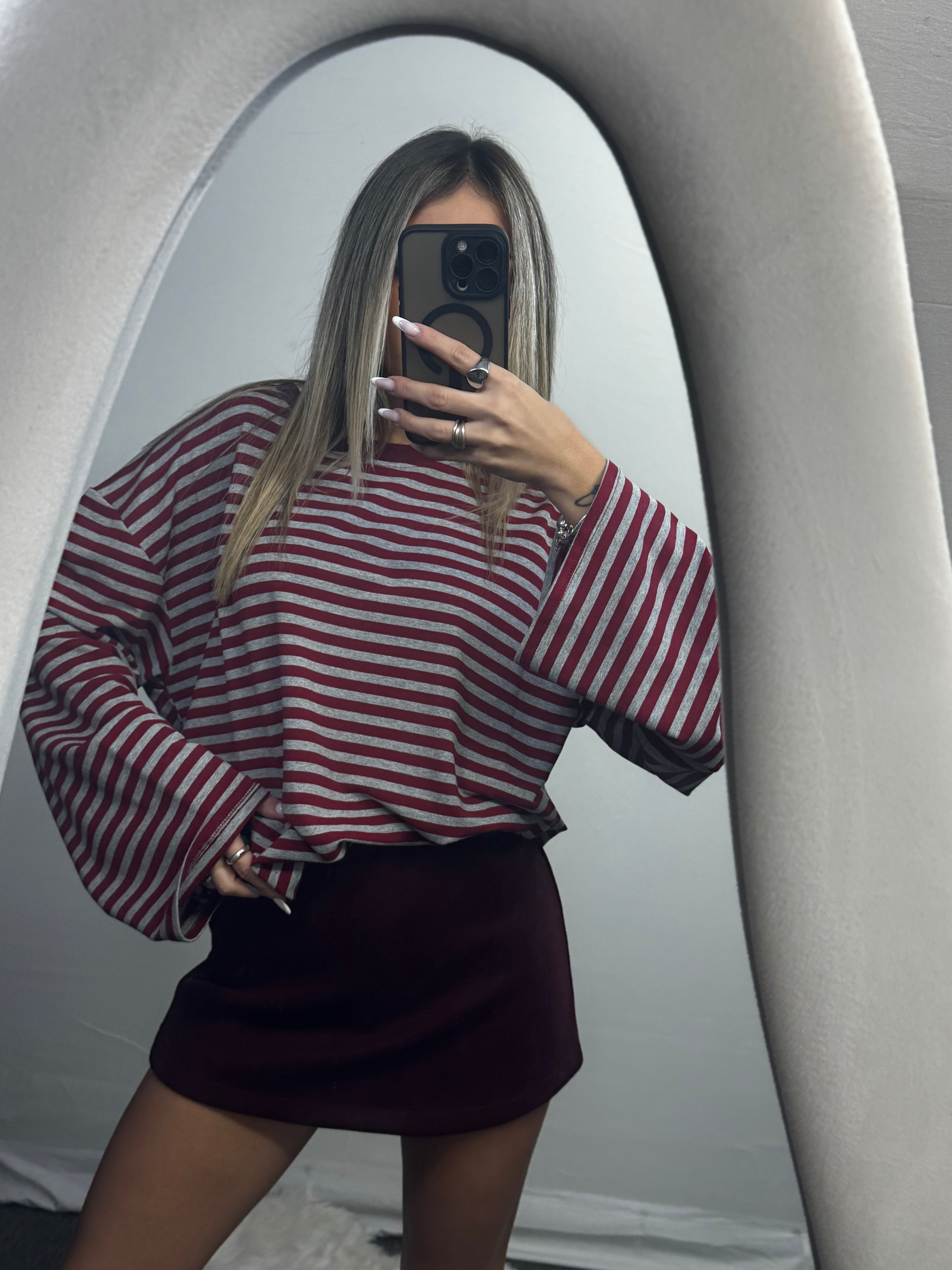 MAGLIA RIGHE BORDEAUX