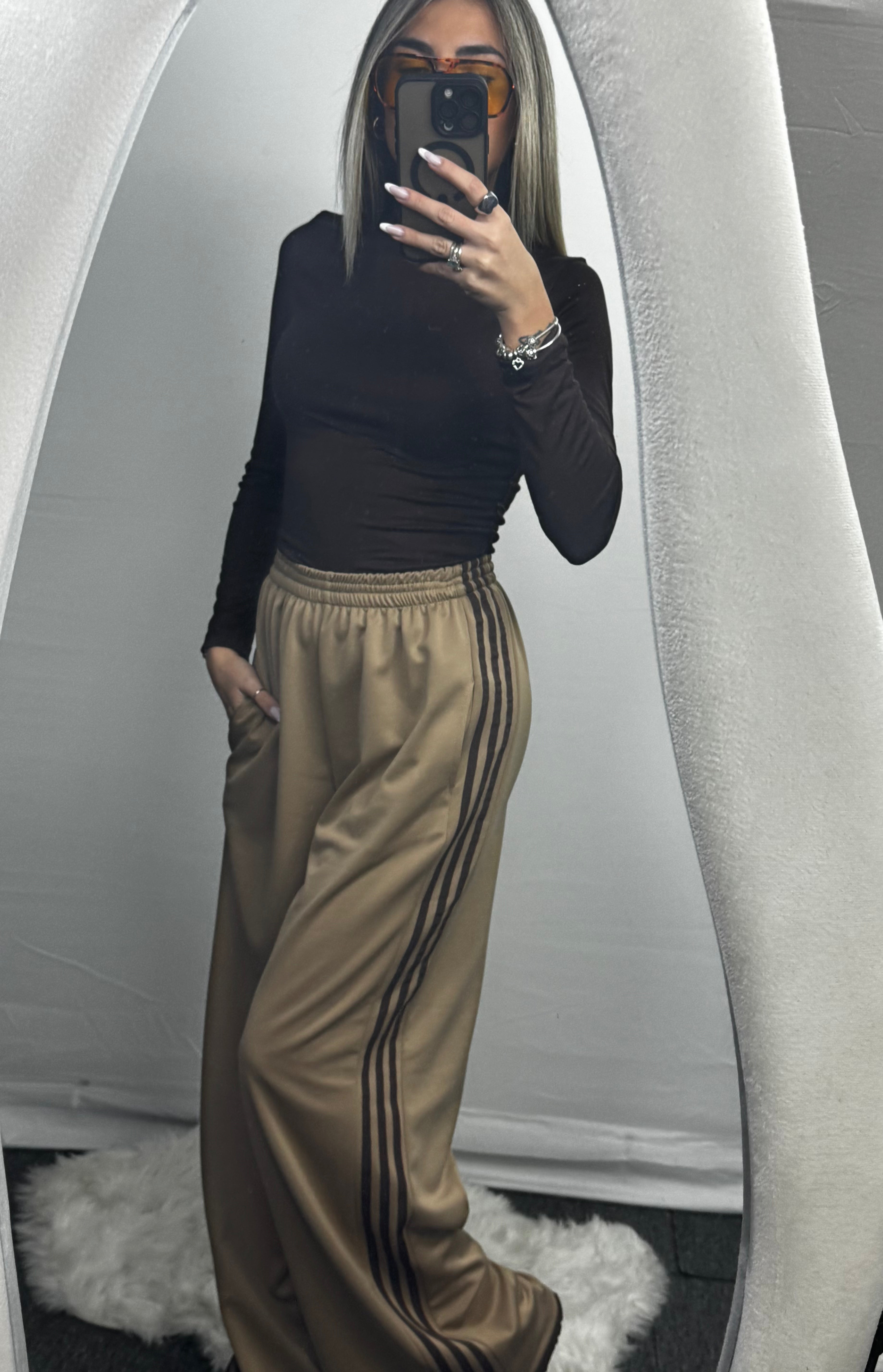 PANTA TUTA RIGHE BEIGE