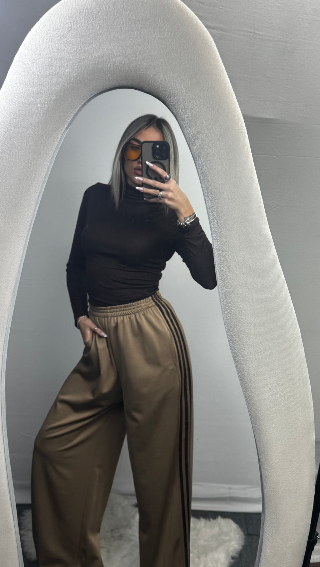 PANTA TUTA RIGHE BEIGE