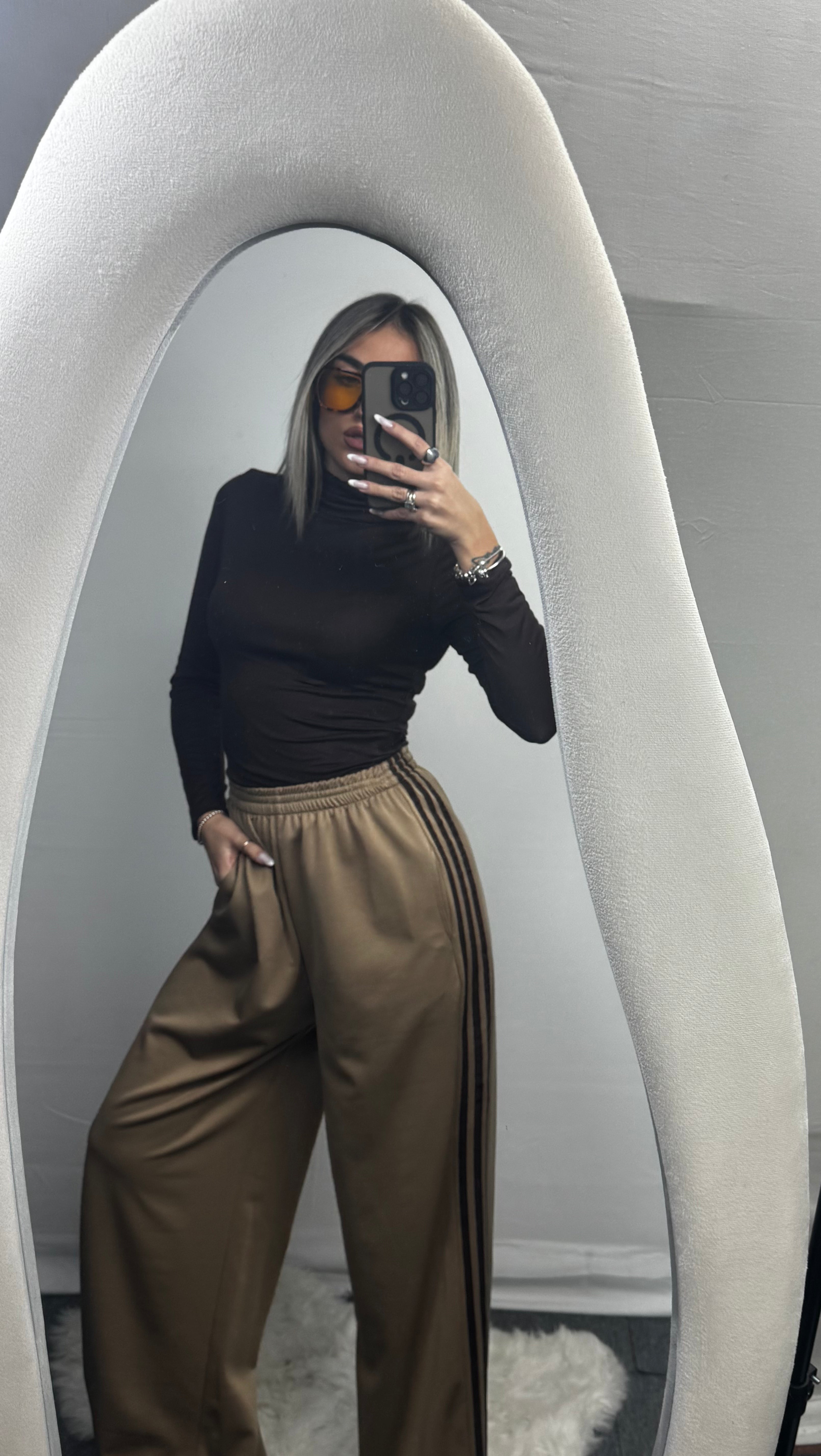 PANTA TUTA RIGHE BEIGE