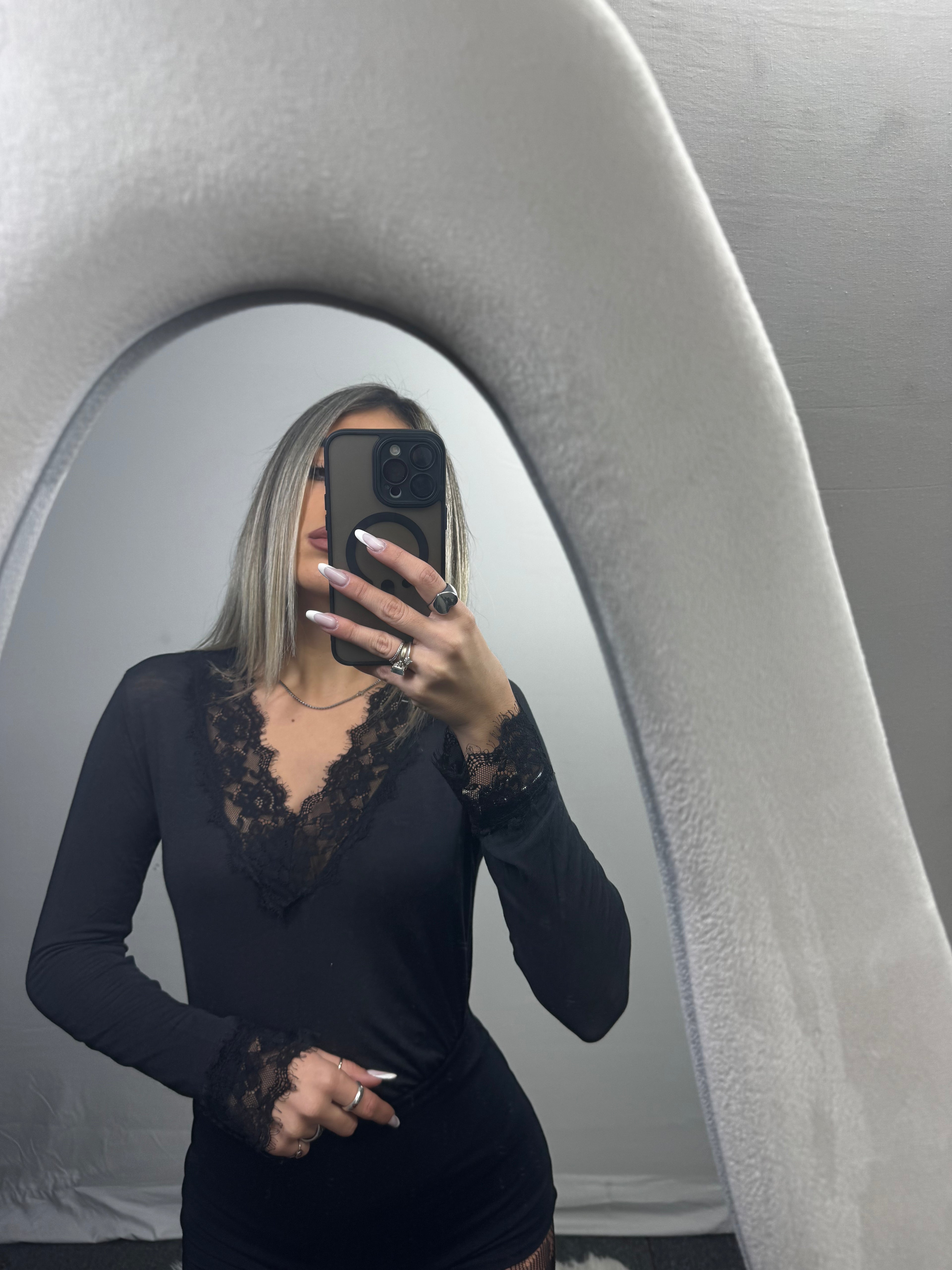 MAGLIA PIZZO CASHEMERE BLACK