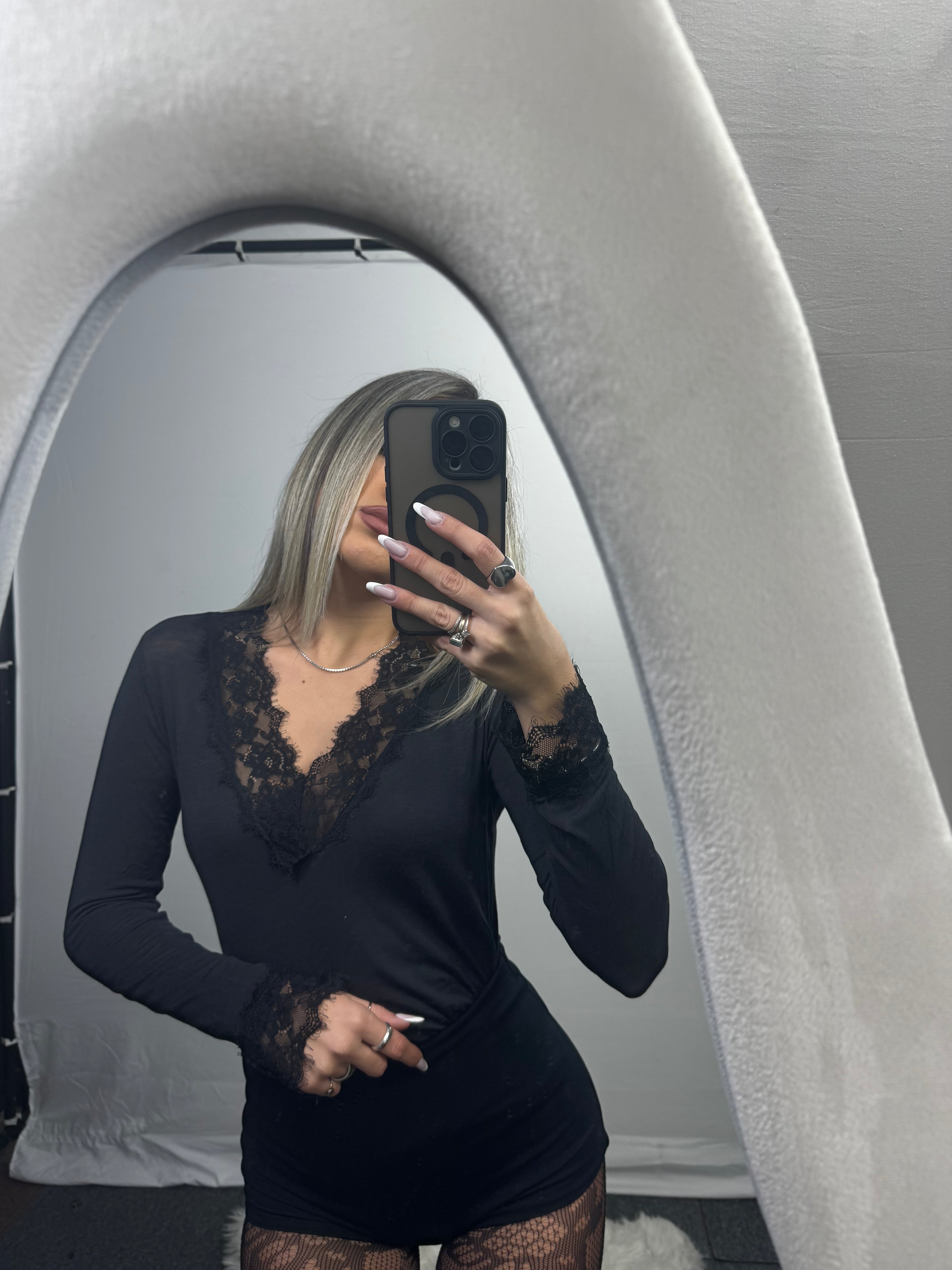 MAGLIA PIZZO CASHEMERE BLACK