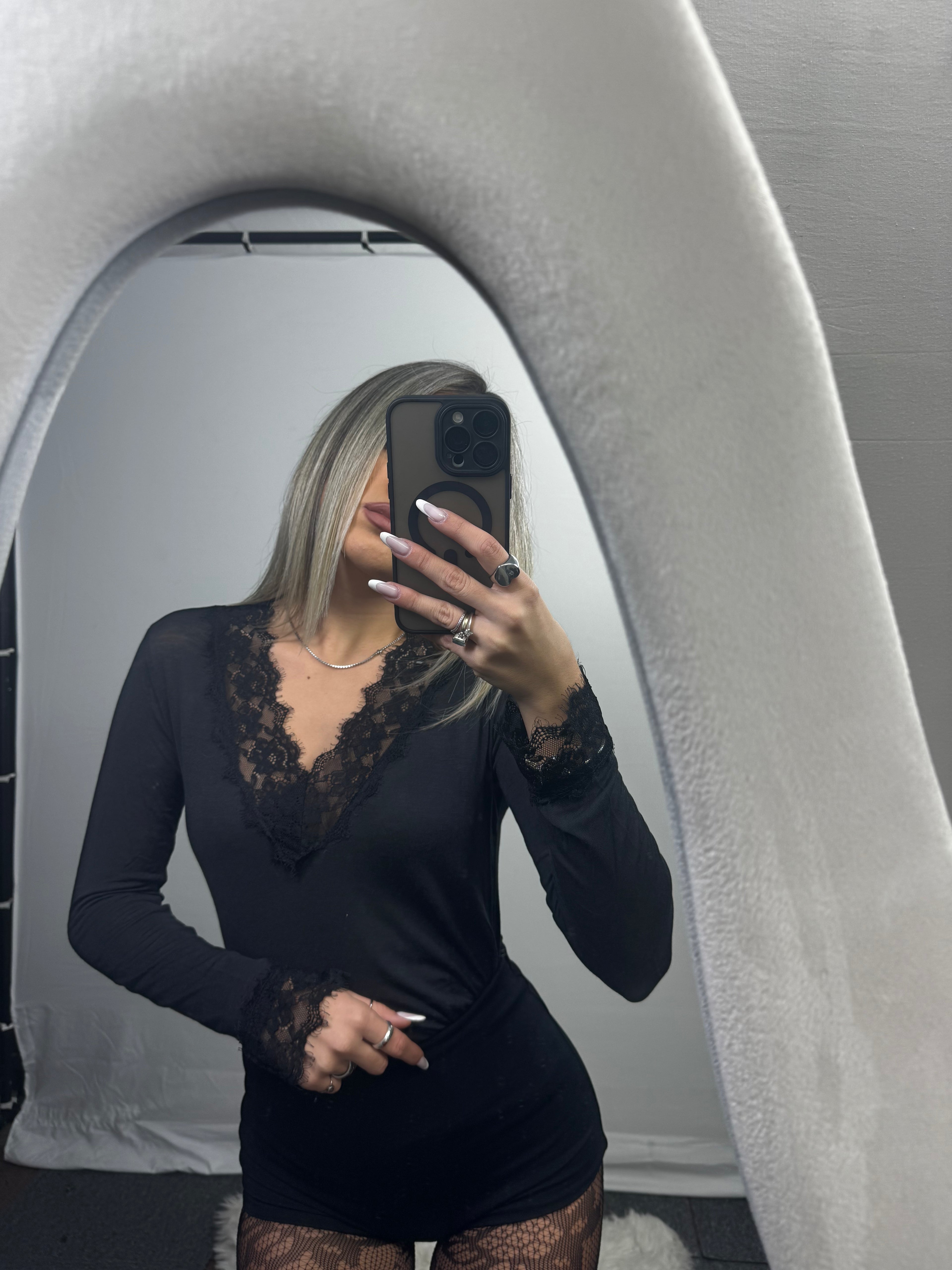 MAGLIA PIZZO CASHEMERE BLACK