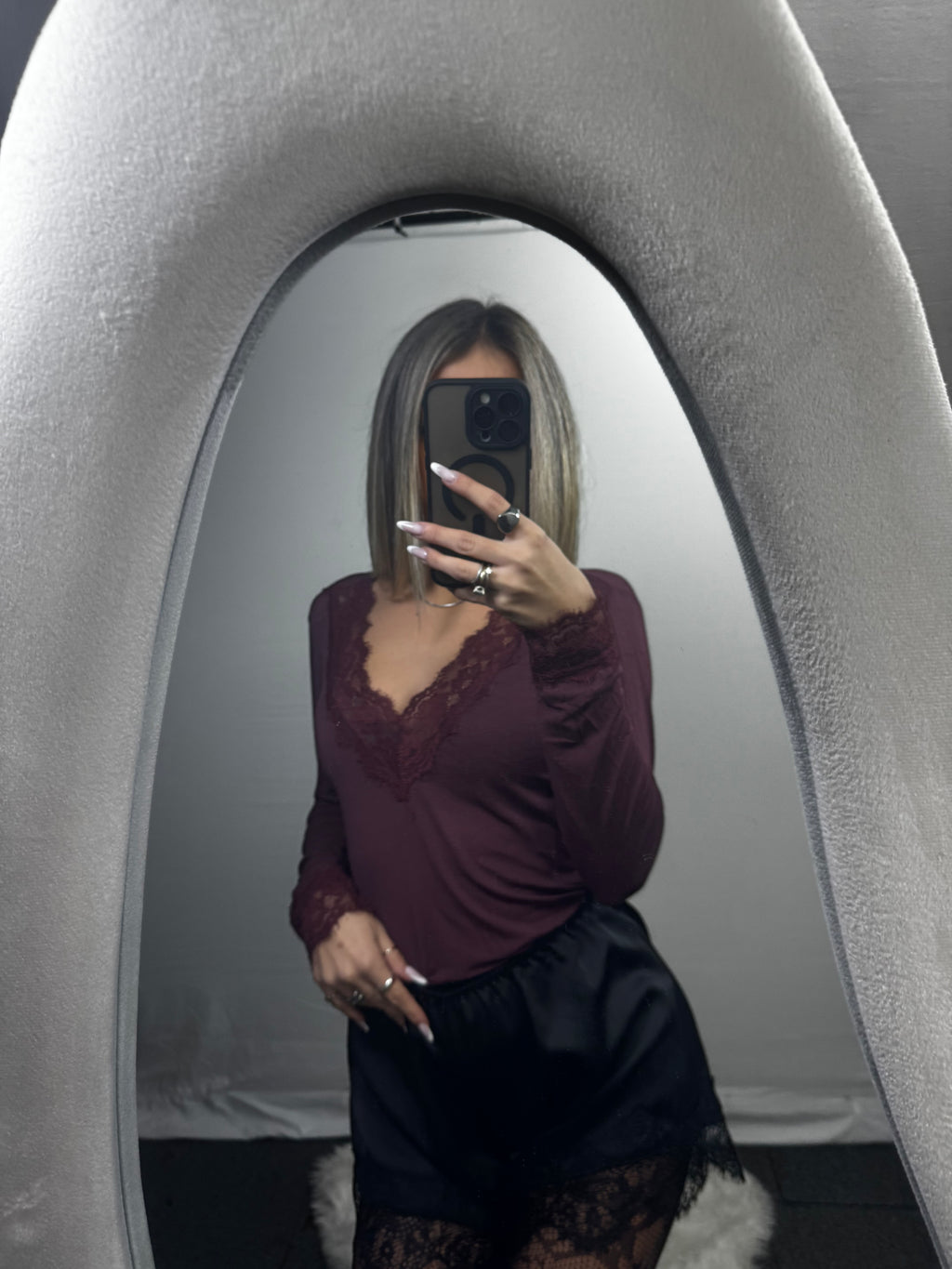 MAGLIA PIZZO CASHEMERE BORDEAUX