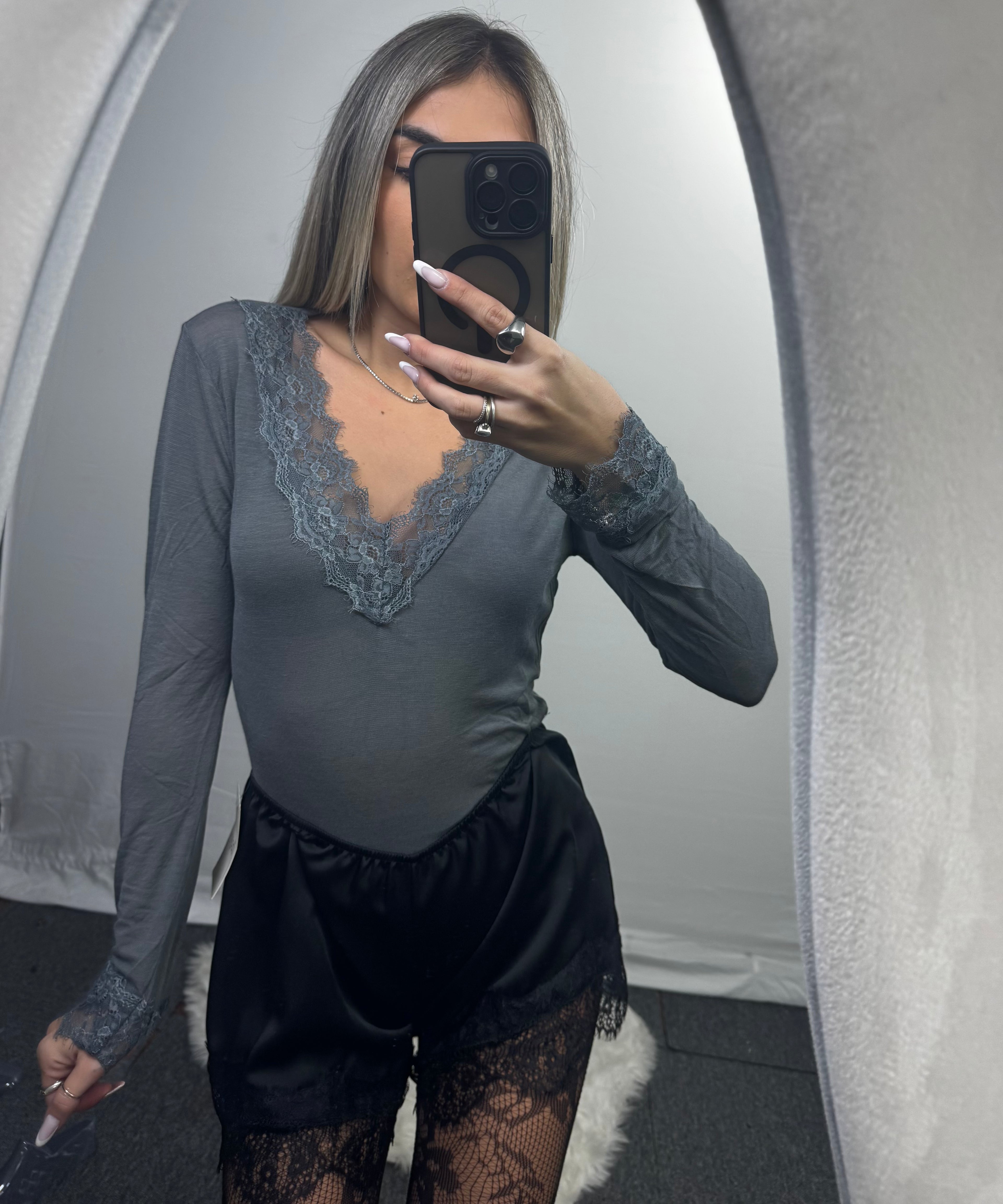 MAGLIA PIZZO CASHEMERE GREY