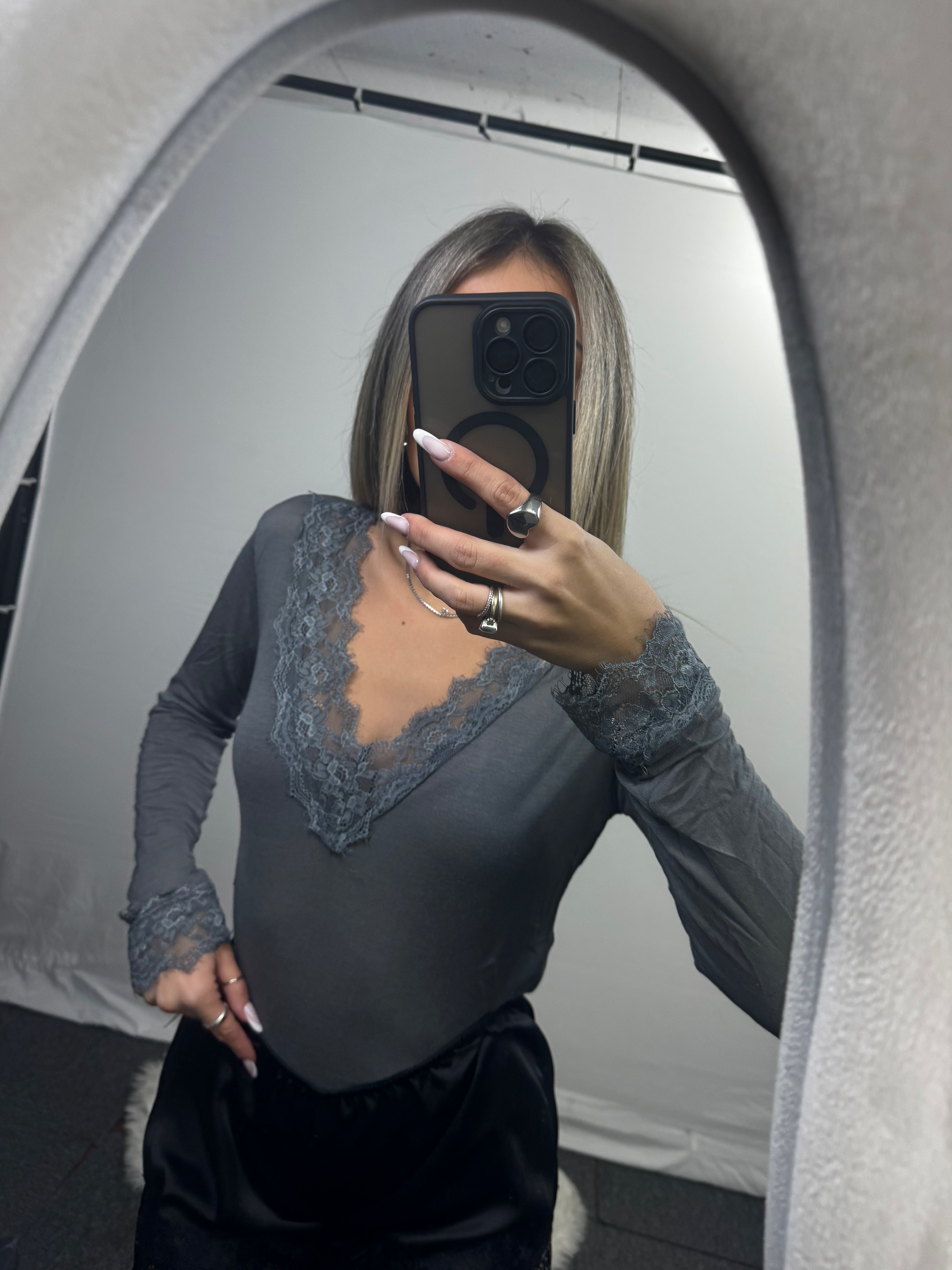 MAGLIA PIZZO CASHEMERE GREY