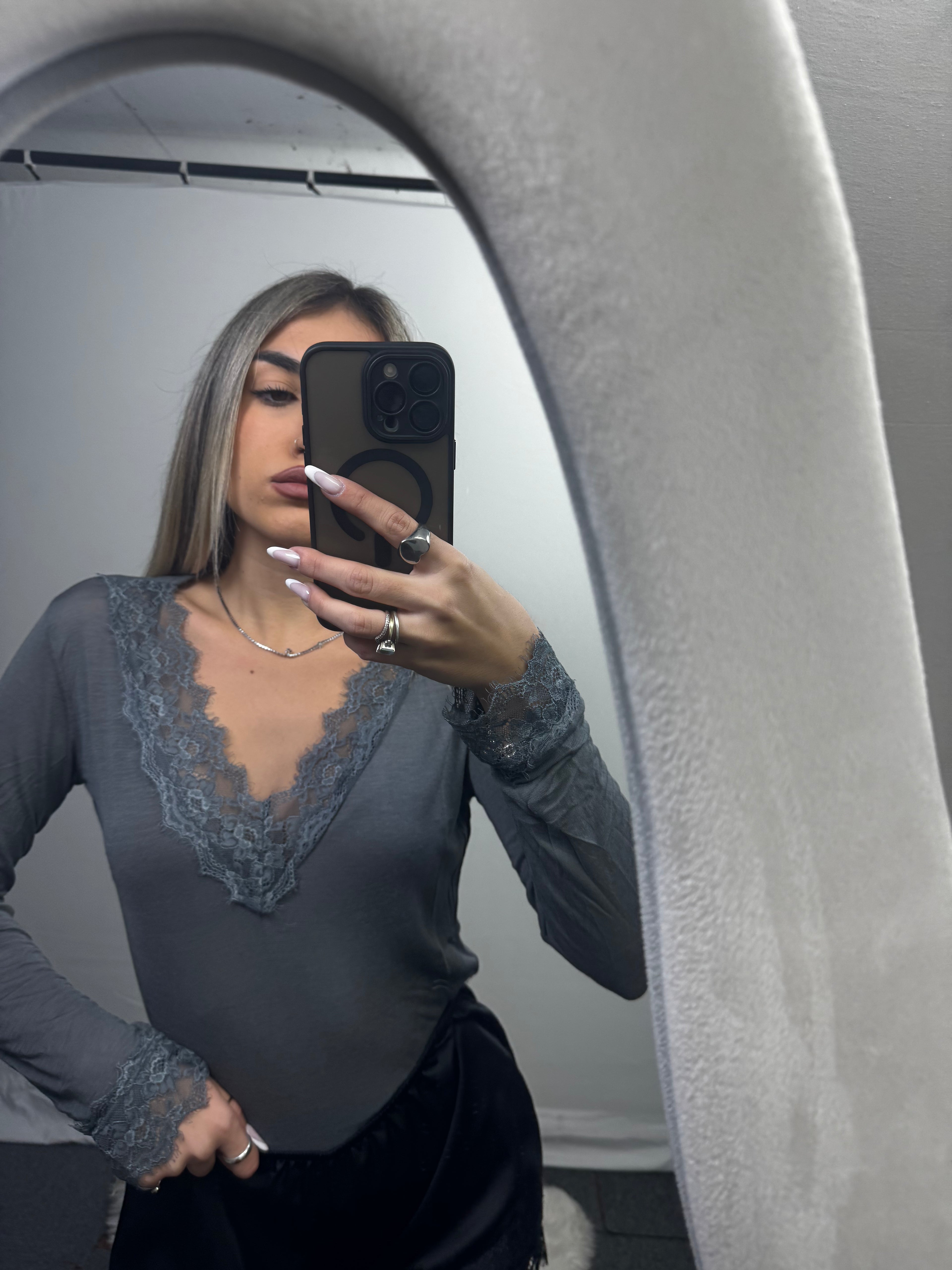 MAGLIA PIZZO CASHEMERE GREY