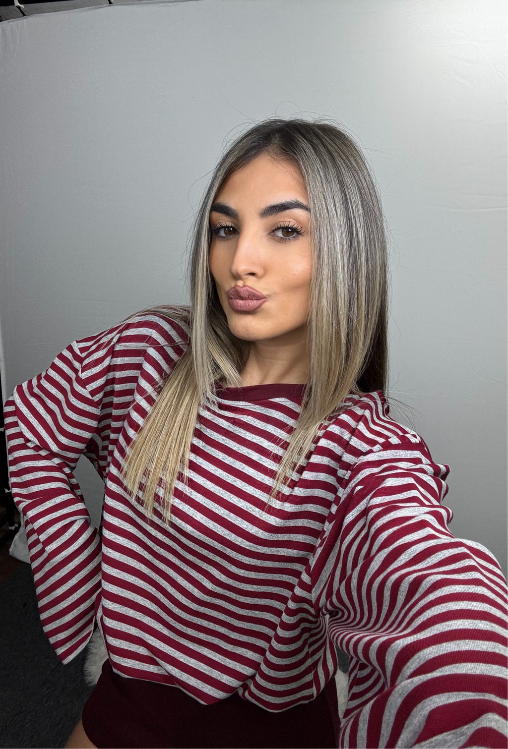 MAGLIA RIGHE BORDEAUX