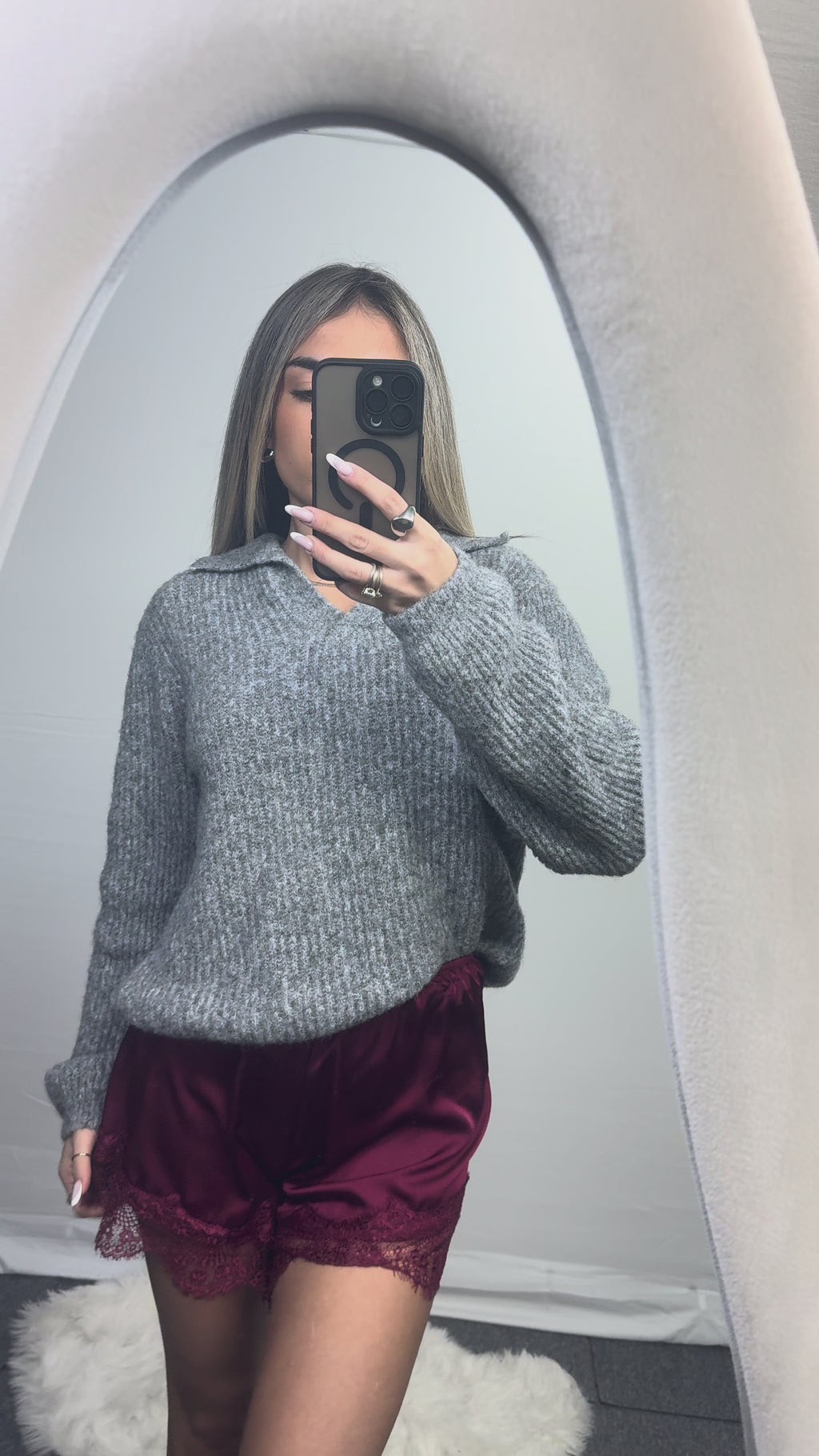 SHORTS SATIN BORDEAUX